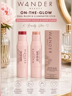 Wander Beauty On-The-Glow Dual Blush & Illuminator Stick Strawberry Fields